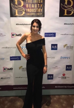 Louisa Murphy at the Irish Beauty Industry Awards 2017 photo wall.