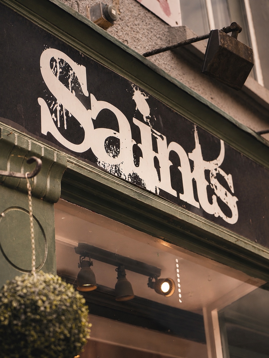 The Saints sign above the salon in Ferns.