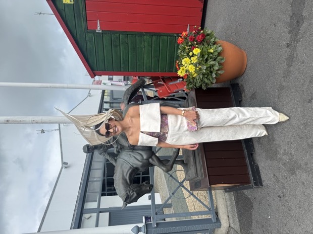 A Saints Style Society piece worn at a race meeting or wedding.