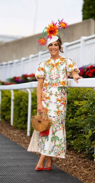 A Saints Style Society piece worn at a race meeting or wedding.