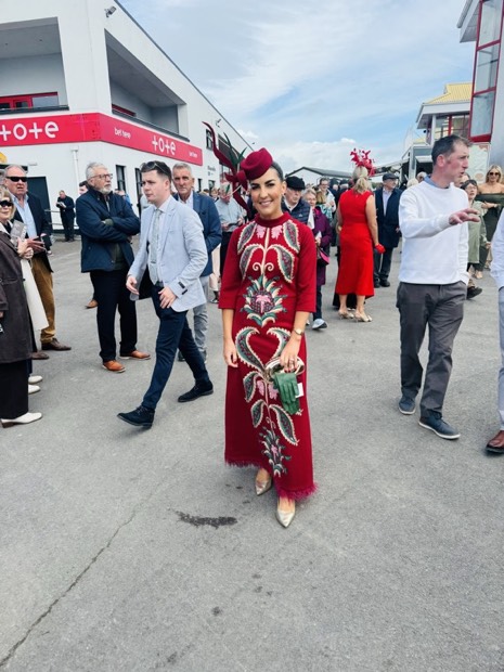 A Saints Style Society piece worn at a race meeting or wedding.